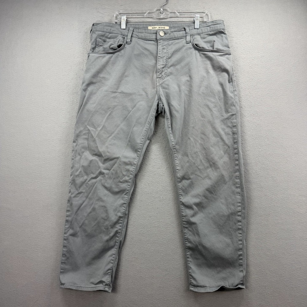 Mavi Jeans Zach Pants Mens 38x28 Grey Straight‎ Leg Twill Casual Chino Office